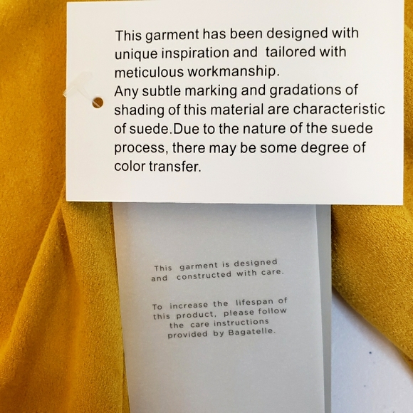 BAGATELLE Faux Suede Long Sleeve Drape-Front Yellow Jacket--M - Picture 10 of 14